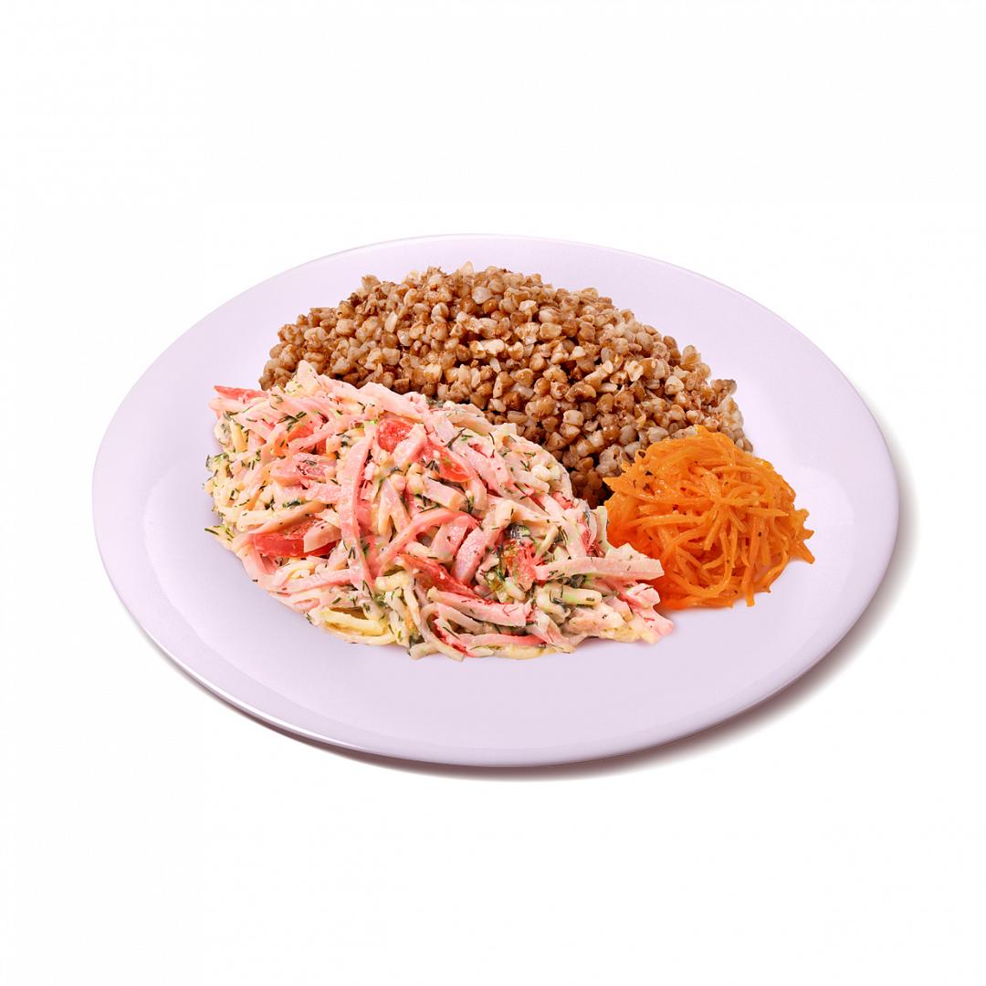 Гречка с  ветчиной, сыром и  помидорами